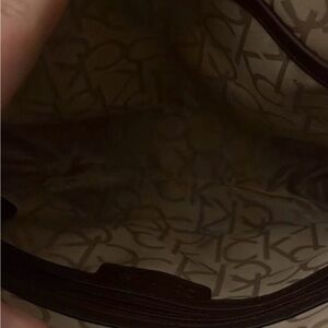 Calvin Klein Brown and Cream Monogram Bag